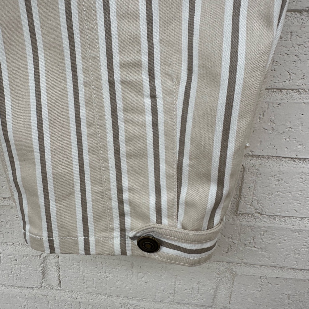 Pearl by Lela Rose Beige and White Striped Slim Barrel Leg Chinos - Picture 11 of 12
